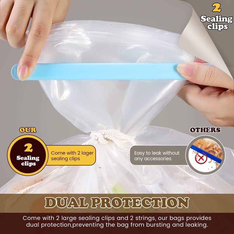SCENGCLOS Brining Bag, 26"Ã—22", 2 Pack, Extra Large Turkey Brine Bag with 2 Strings and 2 Larger Clips, Thickened materials, Double Track Zippers Brine Bags, Brining Bags for Turkey, Ham, Beef, Marinade - Image 4